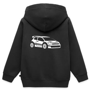Rallye-Fahrzeug - Kinder Premium Organic Zip Hoodie - Schwarz - Hinten - AI Model Kid Male (0cm)