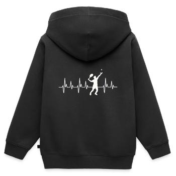 Ball, Tennis, Hemd, Tennisspieler Herzschlag - Kinder Premium Organic Zip Hoodie - Schwarz - Hinten - AI Model Kid Male (0cm)