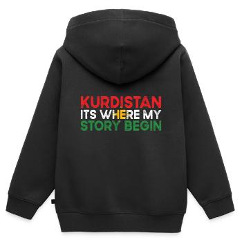 Kurdistan - Kinder Premium Organic Zip Hoodie - Schwarz - Hinten - AI Model Kid Male (0cm)
