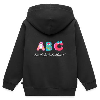 Endlich Schulkind - Kinder Premium Organic Zip Hoodie - Schwarz - Hinten - AI Model Kid Male (0cm)