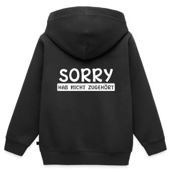 Sorry Hab nicht zugehört - Kinder Premium Organic Zip Hoodie - Schwarz - Hinten - AI Model Kid Male (0cm)
