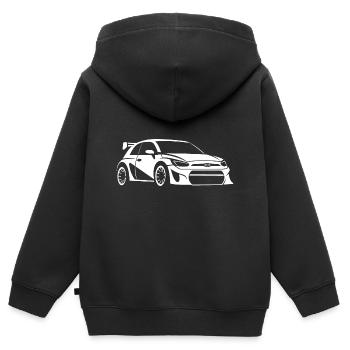 Rallye-Fahrzeug - Kinder Premium Organic Zip Hoodie - Schwarz - Hinten - AI Model Kid Male (0cm)