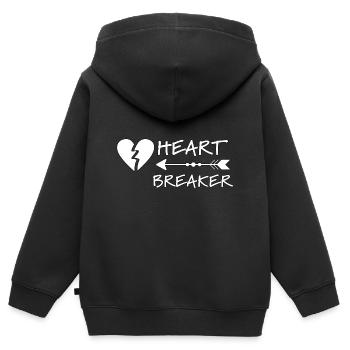 Herzbrecher für Kinder oder Kleinkinder, Herzbrecher - Kinder Premium Organic Zip Hoodie - Schwarz - Hinten - AI Model Kid Male (0cm)