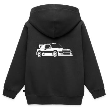 Rallye-Fahrzeug - Kinder Premium Organic Zip Hoodie - Schwarz - Hinten - AI Model Kid Male (0cm)