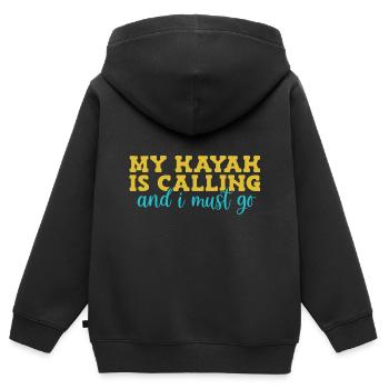 Kajak Kajakfahren - Kinder Premium Organic Zip Hoodie - Schwarz - Hinten - AI Model Kid Male (0cm)