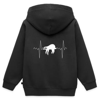 Herzschlag Herzfrequenz Faultier - Kinder Premium Organic Zip Hoodie - Schwarz - Hinten - AI Model Kid Male (0cm)