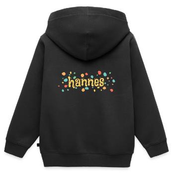 Kleckse Farbkleckse hannes - Kinder Premium Organic Zip Hoodie - Schwarz - Hinten - AI Model Kid Male (0cm)