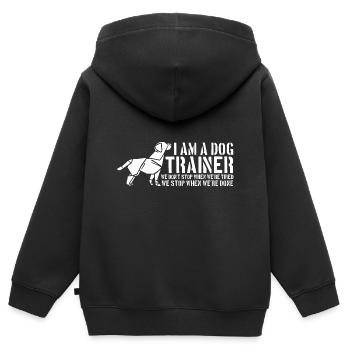 Hundeerziehung Hundetrainer Hund Hundetraining - Kinder Premium Organic Zip Hoodie - Schwarz - Hinten - AI Model Kid Male (0cm)