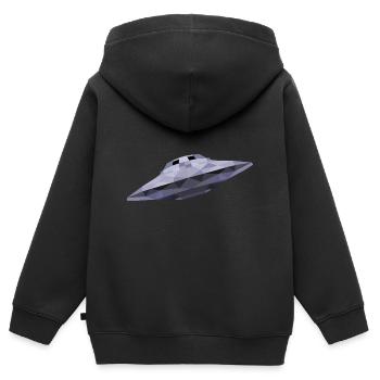 UFO - Kinder Premium Organic Zip Hoodie - Schwarz - Hinten - AI Model Kid Male (0cm)