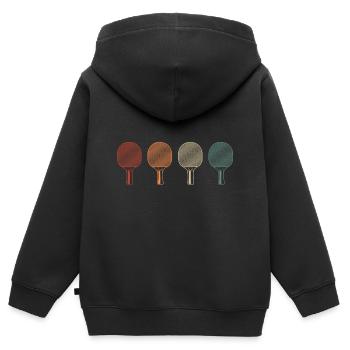 Ping-pong Proverbe pour un joueur de ping-pong - Sweat Premium à capuche zippé enfant bio - noir - Dos - AI Model Kid Male (0cm)