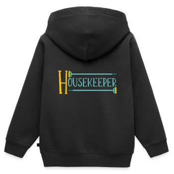 Femme de ménage Ménage - Sweat Premium à capuche zippé enfant bio - noir - Dos - AI Model Kid Male (0cm)