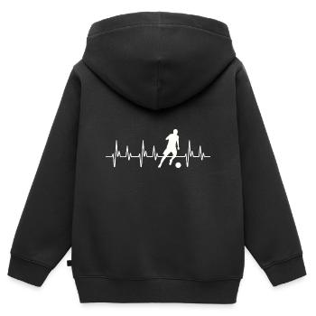 Fußball Herzschlag, Fußball, Fußballer, Fußball - Kinder Premium Organic Zip Hoodie - Schwarz - Hinten - AI Model Kid Male (0cm)