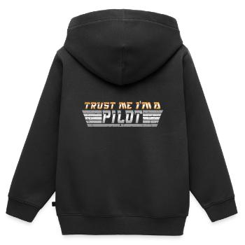 Drone Drones Drone Flight Drone Pilot - Sweat Premium à capuche zippé enfant bio - noir - Dos - AI Model Kid Male (0cm)