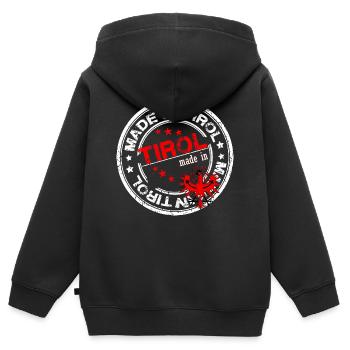 Tirol - Kinder Premium Organic Zip Hoodie - Schwarz - Hinten - AI Model Kid Male (0cm)