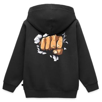 Boxer Faust Faustschlag Wand boxen Kraft Wut K.O - Kinder Premium Organic Zip Hoodie - Schwarz - Hinten - AI Model Kid Male (0cm)