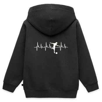 Fußball Herzschlag, Fußball, Fußballer, Fußball - Kinder Premium Organic Zip Hoodie - Schwarz - Hinten - AI Model Kid Male (0cm)