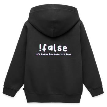 False It's funny because it's a real - Kids Premium Organic Zip-up Hoodie - black - Back - AI Model Kid Male (0cm)