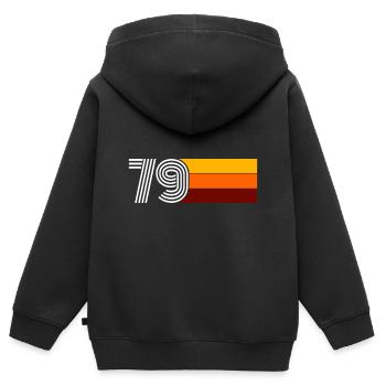 Retro 79 Geburtsjahr - Kinder Premium Organic Zip Hoodie - Schwarz - Hinten - AI Model Kid Male (0cm)