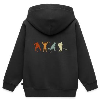 Retro Eishockey Spieler Center Defense Hockey - Kinder Premium Organic Zip Hoodie - Schwarz - Hinten - AI Model Kid Male (0cm)