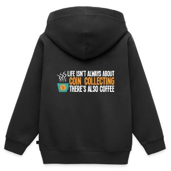 Les collectionneurs de pièces collectent des pièces - Sweat Premium à capuche zippé enfant bio - noir - Dos - AI Model Kid Male (0cm)
