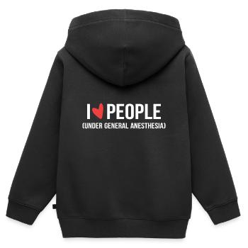 I Love People Under General Anesthesia Arzt oder A - Kinder Premium Organic Zip Hoodie - Schwarz - Hinten - AI Model Kid Male (0cm)