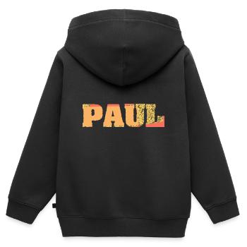 Paul Geschenkidee - Kinder Premium Organic Zip Hoodie - Schwarz - Hinten - AI Model Kid Male (0cm)