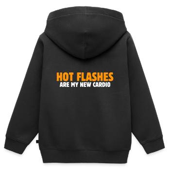 Les bouffées de chaleur sont mes nouveaux cardio-sarcastiques - Sweat Premium à capuche zippé enfant bio - noir - Dos - AI Model Kid Male (0cm)