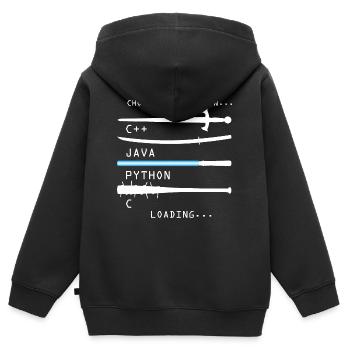 Program - Kids Premium Organic Zip-up Hoodie - black - Back - AI Model Kid Male (0cm)