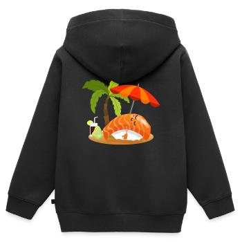 Sushi lustig Nigiri macht Urlaub chillt am Strand - Kinder Premium Organic Zip Hoodie - Schwarz - Hinten - AI Model Kid Male (0cm)