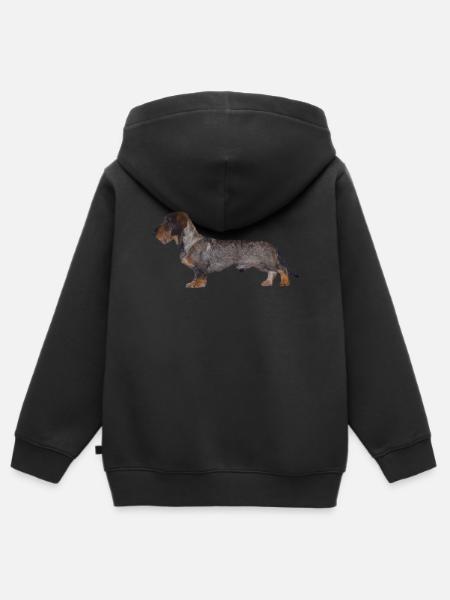 Dackel Rauhaar Dachshund Jagdhund Geschenkidee - Kinder Premium Organic Zip Hoodie - Schwarz
