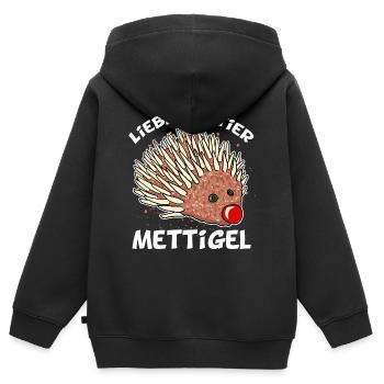 Lieblingstier Mettigel Hackfleisch Hack Igel - Kinder Premium Organic Zip Hoodie - Schwarz - Hinten - AI Model Kid Male (0cm)