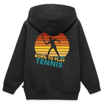 tennis / Tennis / Tennis spieler / Tennis Spielen - Kinder Premium Organic Zip Hoodie - Schwarz - Hinten - AI Model Kid Male (0cm)