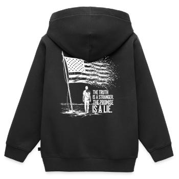 La vérité est étrangère - Sweat Premium à capuche zippé enfant bio - noir - Dos - AI Model Kid Male (0cm)