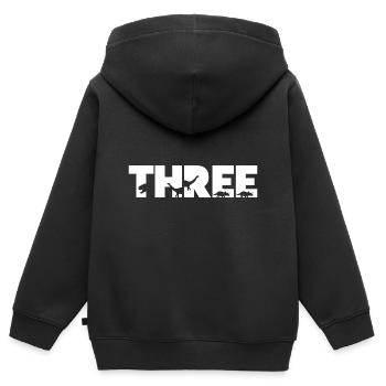 Birthday 3 Years Dinosaur Dino T-Rex Boys - Kids Premium Organic Zip-up Hoodie - black - Back - AI Model Kid Male (0cm)