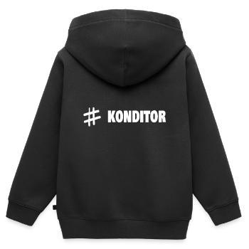 Hashtag Konditor der Social Media - Kinder Premium Organic Zip Hoodie - Schwarz - Hinten - AI Model Kid Male (0cm)