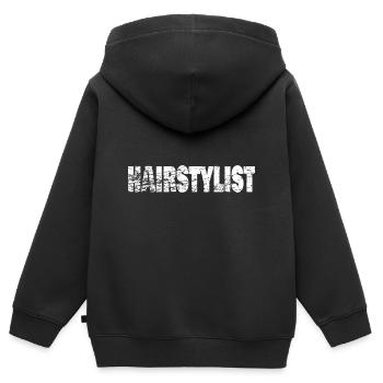 Berufung als hairstylist - Kinder Premium Organic Zip Hoodie - Schwarz - Hinten - AI Model Kid Male (0cm)