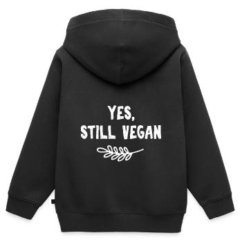 Yes, Still Vegan - Végétalien - Sweat Premium à capuche zippé enfant bio - noir - Dos - AI Model Kid Male (0cm)