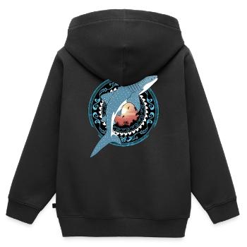 Whale Shark Hawaiian - Kids Premium Organic Zip-up Hoodie - black - Back - AI Model Kid Male (0cm)