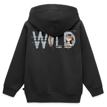 WILD - Kinder Premium Organic Zip Hoodie - Schwarz - Hinten - AI Model Kid Male (0cm)