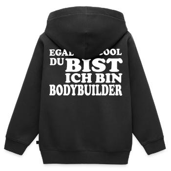 Bodybuilder - Kinder Premium Organic Zip Hoodie - Schwarz - Hinten - AI Model Kid Male (0cm)