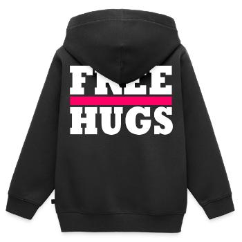Free Hugs - Sweat Premium à capuche zippé enfant bio - noir - Dos - AI Model Kid Male (0cm)