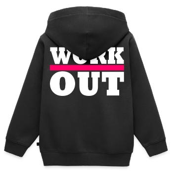 Faire des exercices - Sweat Premium à capuche zippé enfant bio - noir - Dos - AI Model Kid Male (0cm)