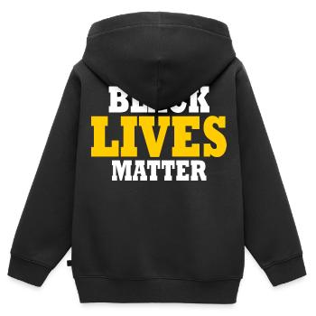 La vie des Noirs compte - Sweat Premium à capuche zippé enfant bio - noir - Dos - AI Model Kid Male (0cm)