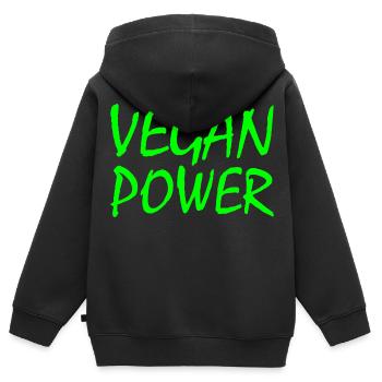 Puissance végétalienne - Sweat Premium à capuche zippé enfant bio - noir - Dos - AI Model Kid Male (0cm)