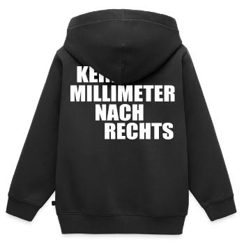 kein millimeter nach rechts - Kinder Premium Organic Zip Hoodie - Schwarz - Hinten - AI Model Kid Male (0cm)