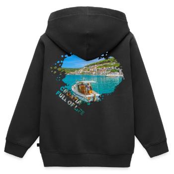 Kroatien Kroatisch Hrvatska Kroaten Kroaten Kroaten - Kinder Premium Organic Zip Hoodie - Schwarz - Hinten - AI Model Kid Male (0cm)