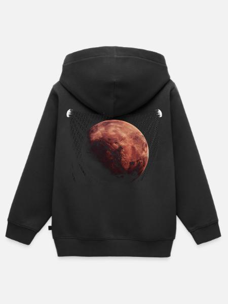 Astronaut, rom, mars planet, planet, rom - Premium børne zip-hættetrøje økologisk - sort