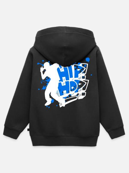Hiphop - Kids Premium Organic Zip-up Hoodie - black