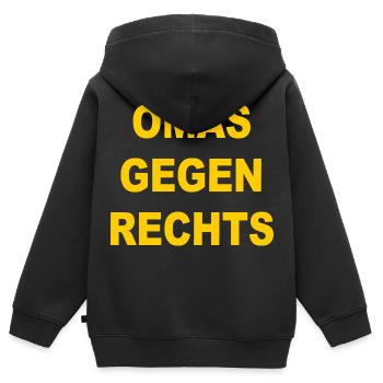 omas gegen rechts - Kinder Premium Organic Zip Hoodie - Schwarz - Hinten - AI Model Kid Male (0cm)