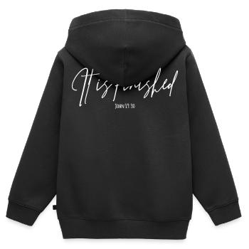 It is finished - Sweat Premium à capuche zippé enfant bio - noir - Dos - AI Model Kid Male (0cm)